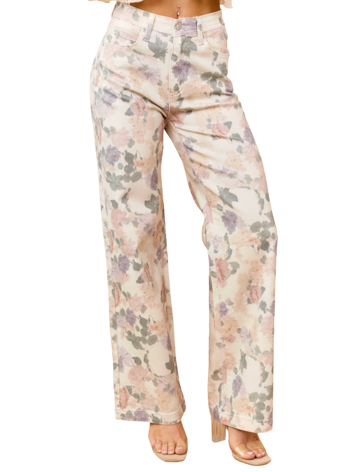 Floral Straight Jeans