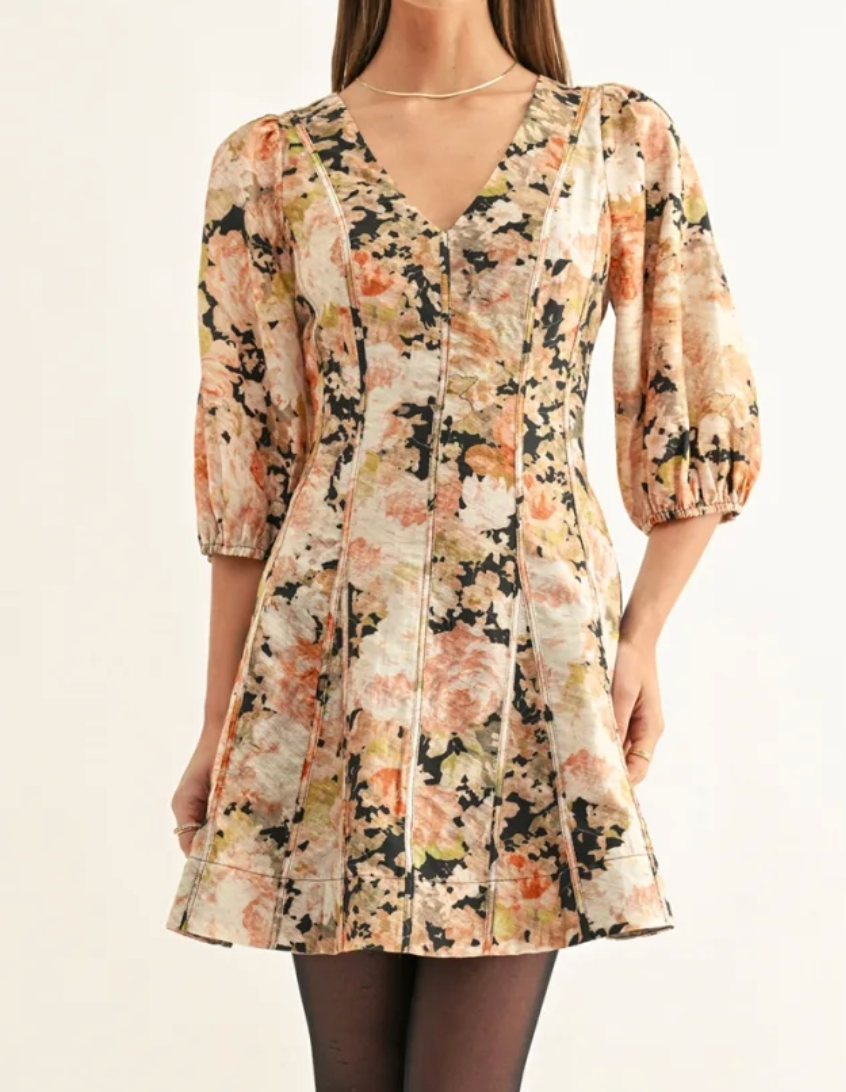 Kalani 3/4 Sleeve Flared Mini Dress