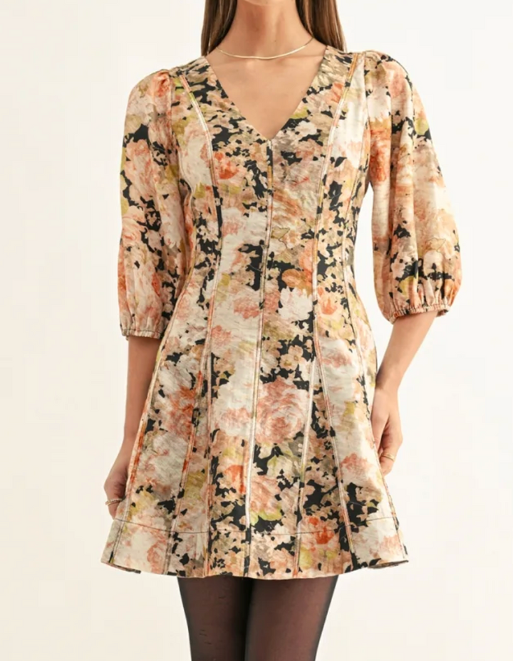 Kalani 3/4 Sleeve Flared Mini Dress