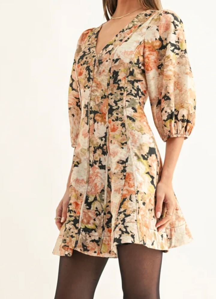 Kalani 3/4 Sleeve Flared Mini Dress