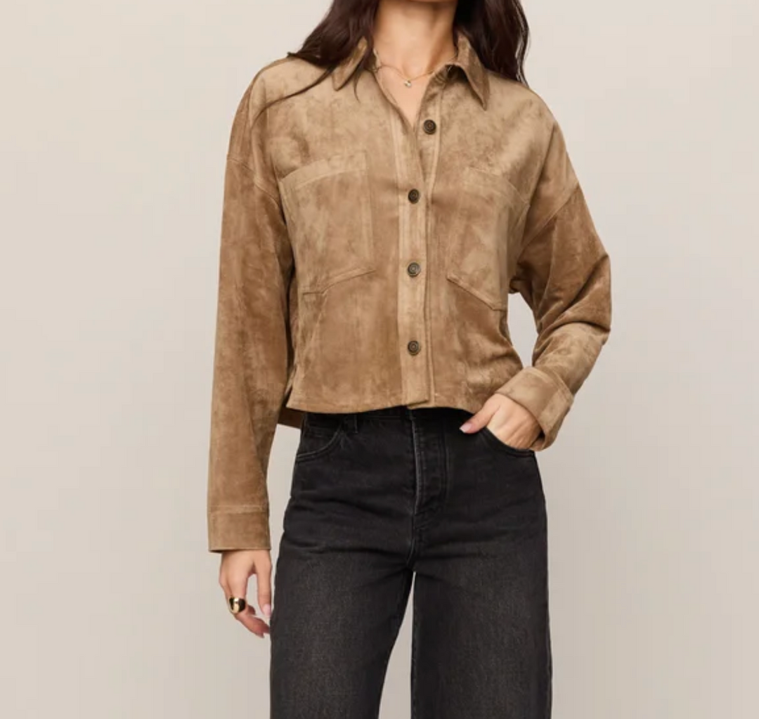 All Day Cropped Suede Jacket