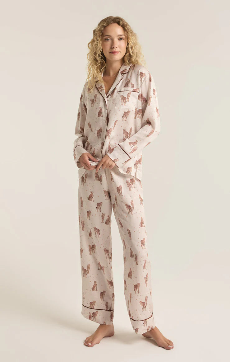 Cheetah Satin PJ Set