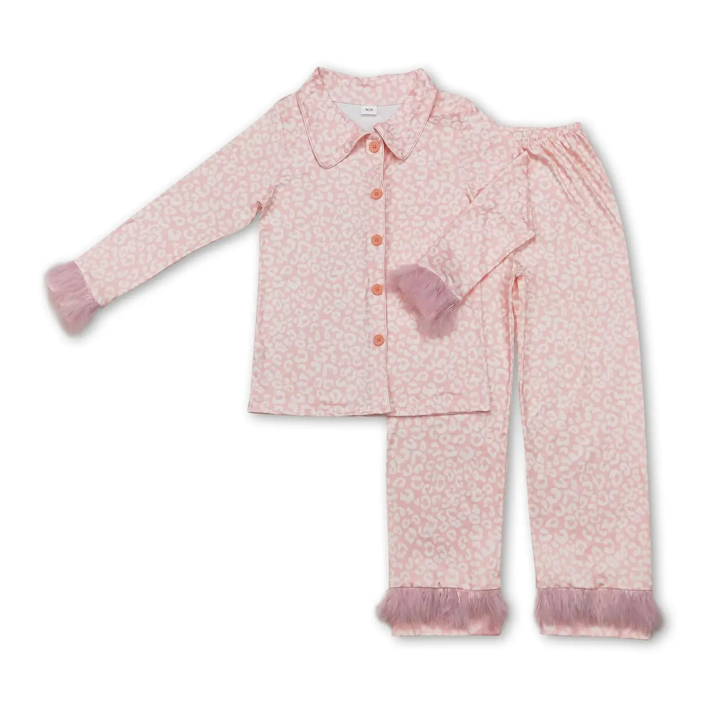 Feather Trim Cheetah Pajamas