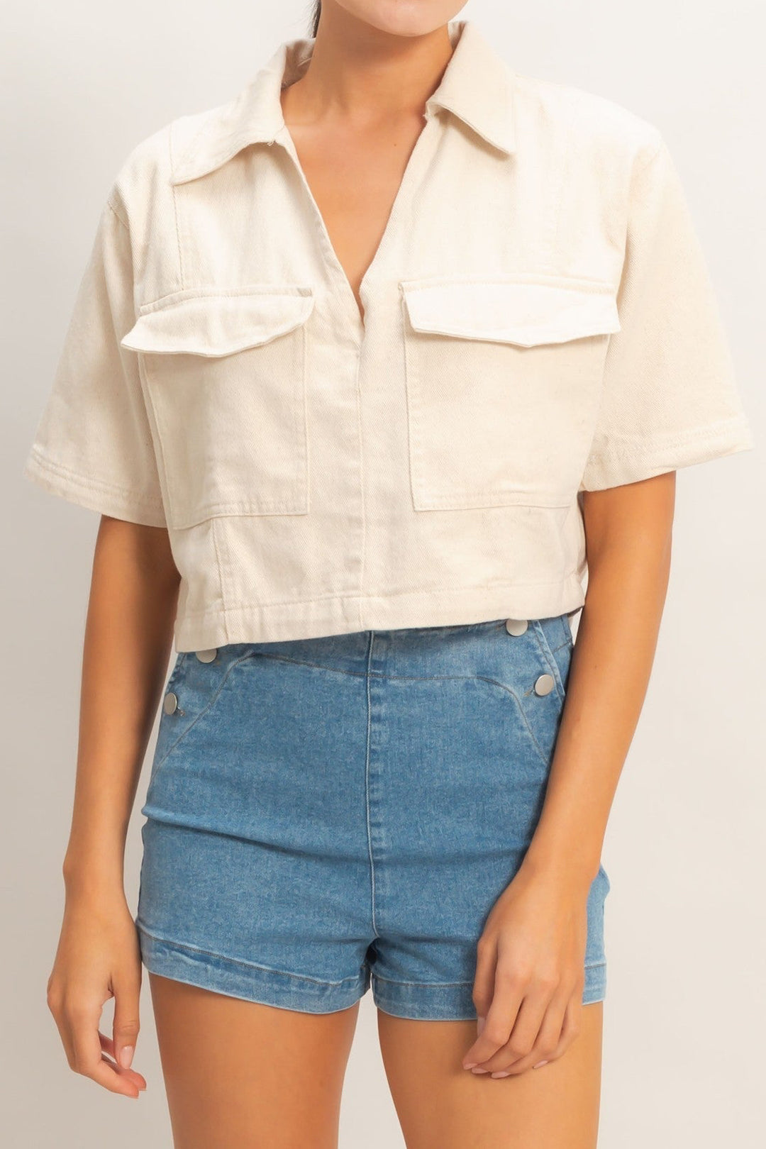Scottie Collared V-Neck Top