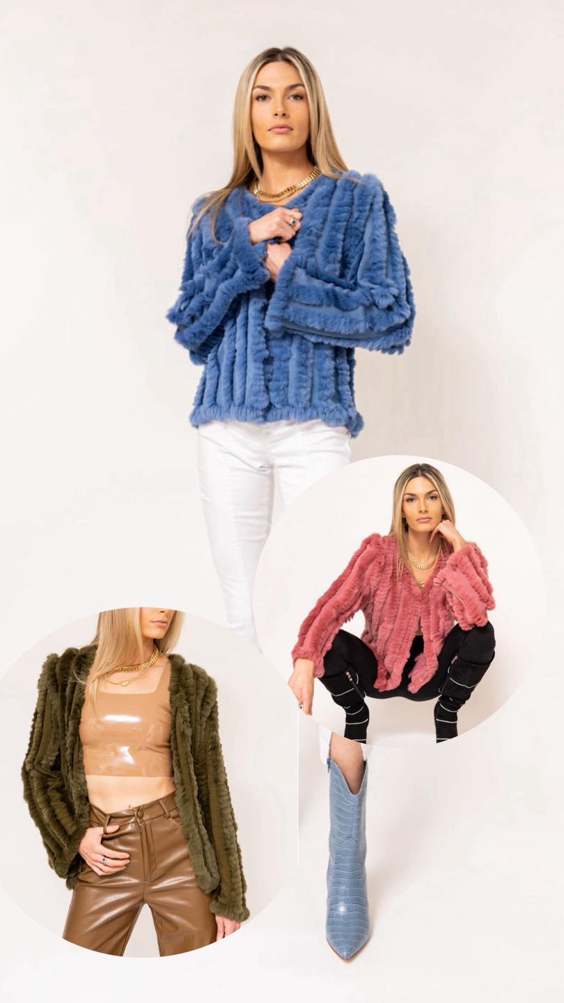 Kenz &amp; Gray Fur Jacket periwinkle