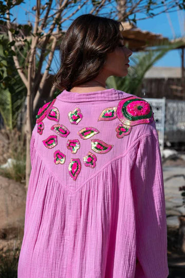 Gauze Maxi Shirt Dress